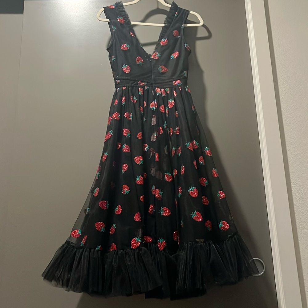 Lirika Matoshi Black Midi Strawberry Dress - Picture 2 of 6